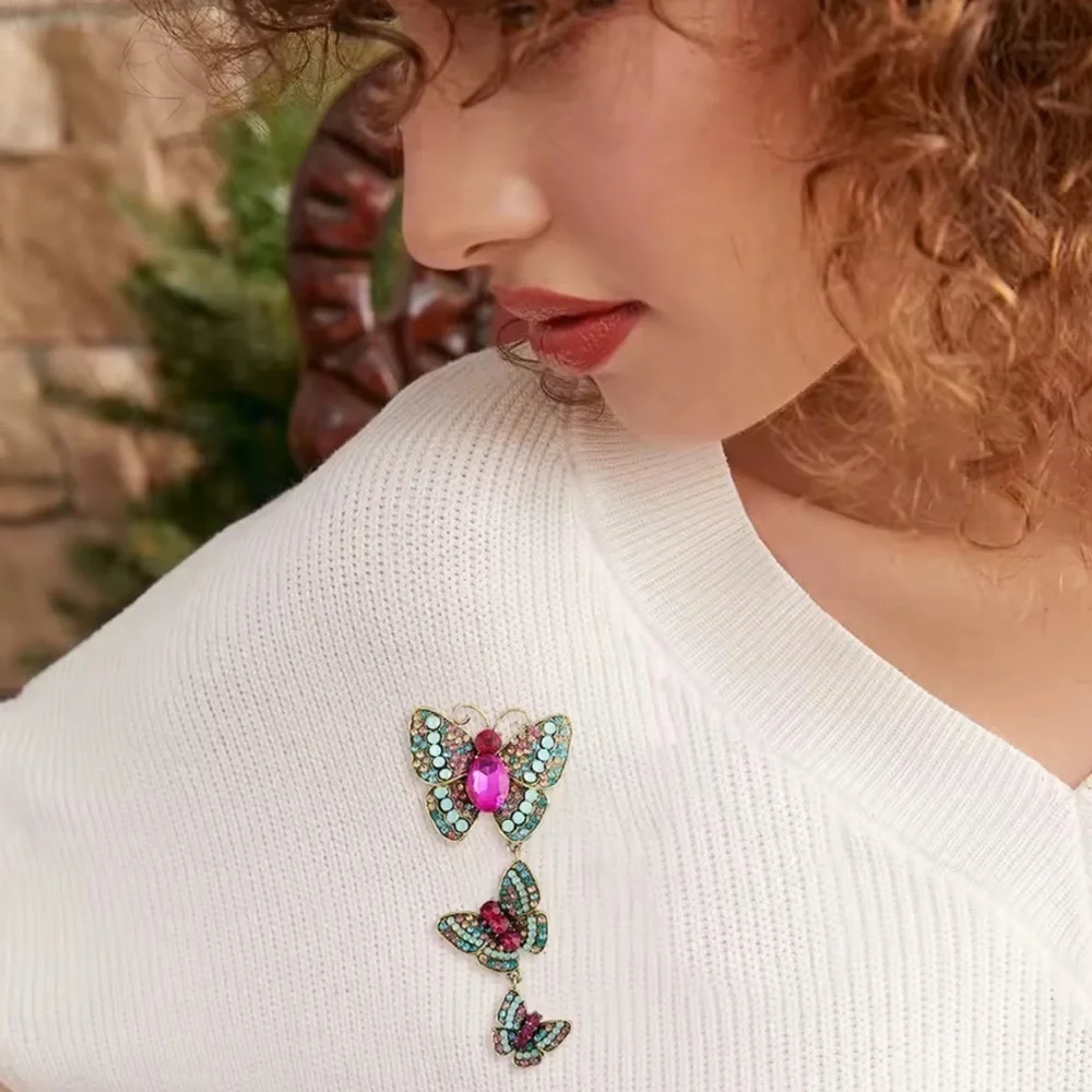 Fuchsia Butterfly Cascade Jewel of Elegance Brooch